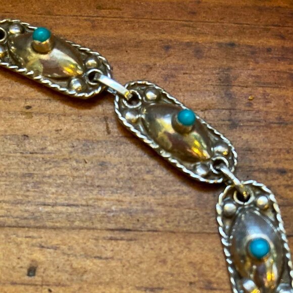 Gorgeous vintage bracelet in sterling silver and turquoise - Picture 4 of 6